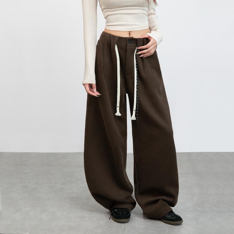 Wide-leg pants women's spring and autumn new high-waisted loose straight casual drape lazy wind scimitar sports pants