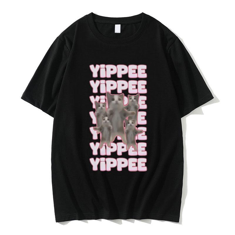 

Yay! Fun Cat Emoji Pattern T-shirt, Perfect for Summer, Suitable for Female Cat Lovers, Casual Crew Neck.women Clothing Y2K T... S разноцветный