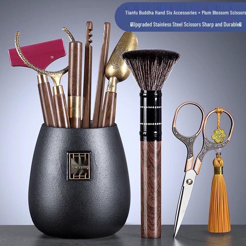 Qiwei Sheep Fat Jade White Porcelain Tea Tools Set