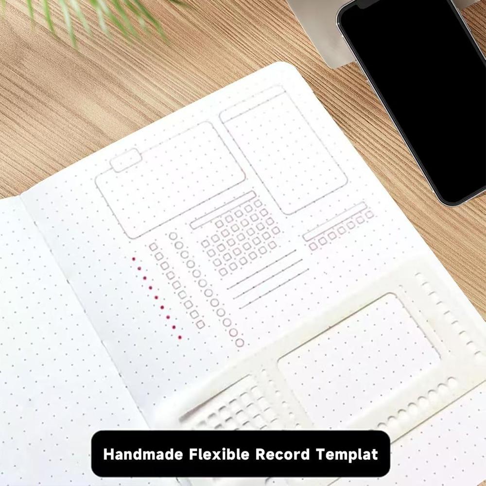 3Pcs Handmade Flexible Record Template For Dot Grid, Drawing, Checklists
