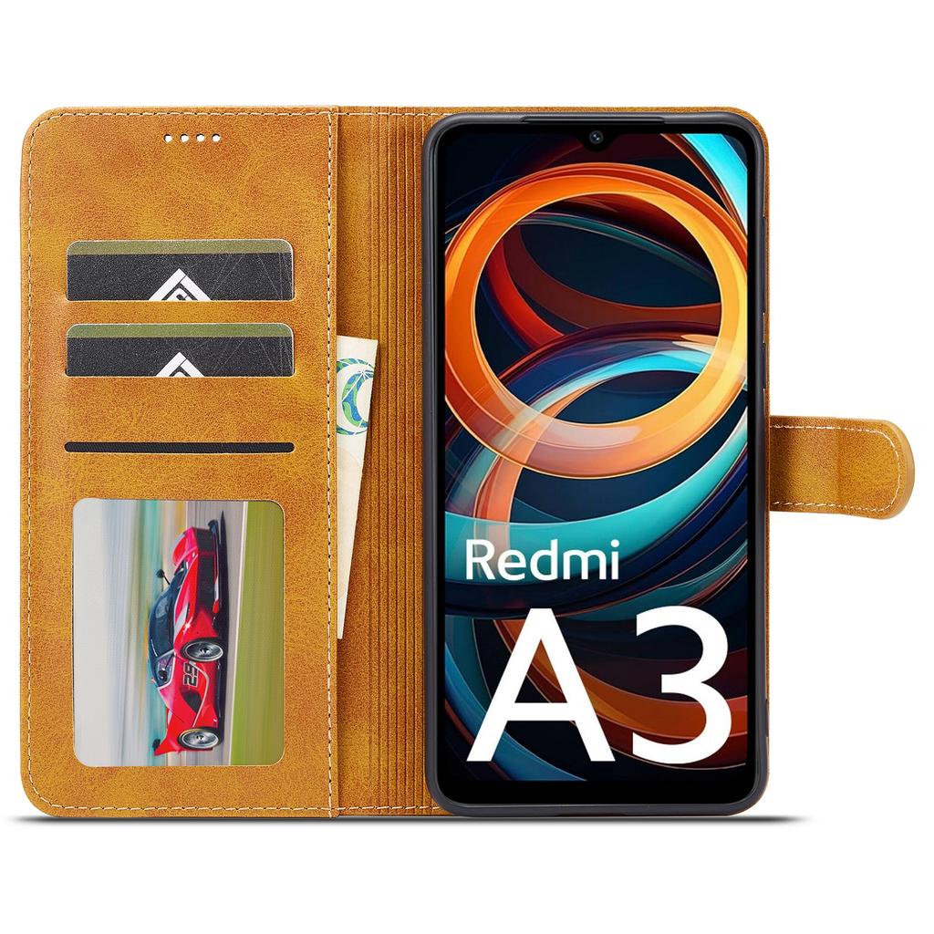 LC.IMEEKE For Xiaomi Redmi A3/Poco C61 4G Case Calf Texture Flip Stand Shockproof Phone Cover