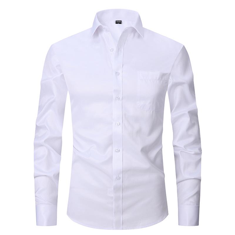 2025 Spring/Summer Men's Large Solid Color Casual Long Sleeve Shirt