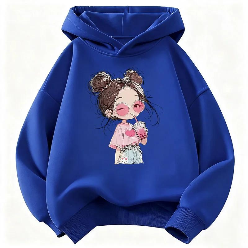 Latest hip-hop children's hooded casual sports shirt - Boys and girls' niche fruit beverage printed pullover
