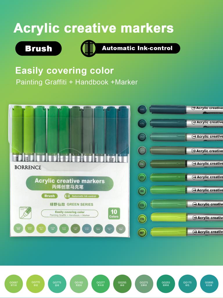 BORRENCE 120 Colors Acrylic Paint Markers Pens Set Large Ink Capacity Soft Head Direct Liquid Graffiti Painting Acrylic Markers