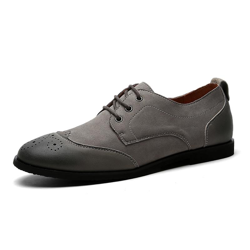 Fashion Flat Bottomed Business Men's Leather Shoes Leisure British Classic Style Office Dress and Party Luxury Adult Shoes Brogue