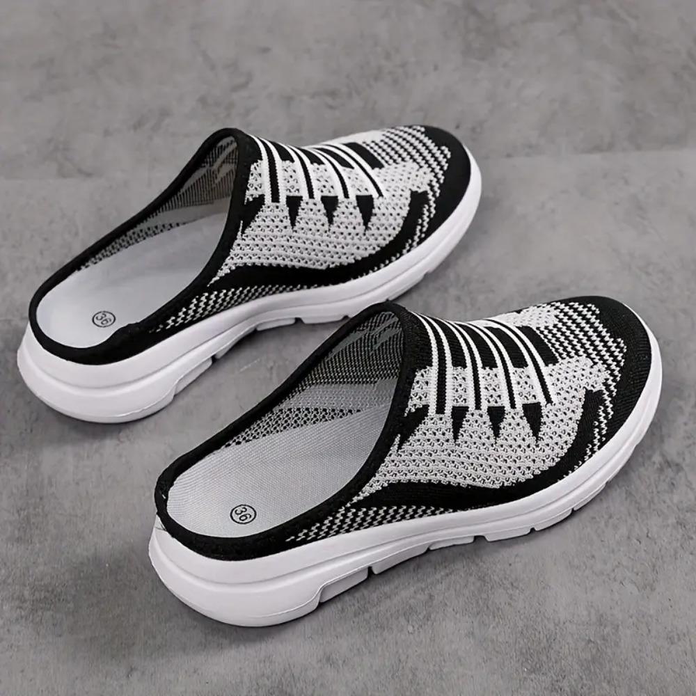 Women's Breathable Knit Mule Sneakers, Casual Slip On Outdoor Shoes, Women's Comfortable Shoes