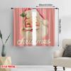 2 Stück, 2D-Flachdruck Beliebte Vorhänge Rosa Weihnachtsmann Vielseitig 100% Polyester (ohne Stange) Dekorationen Außen Ldeal für Wohnen