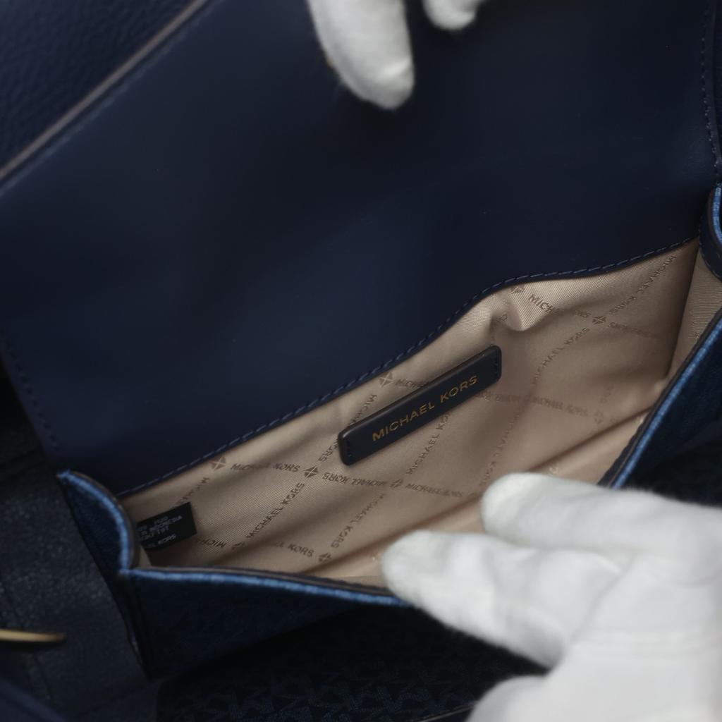 Michael Kors A4 compatible Shoulder Bag Tote Bag leather Navy Women 35H0GKFT9T Used
