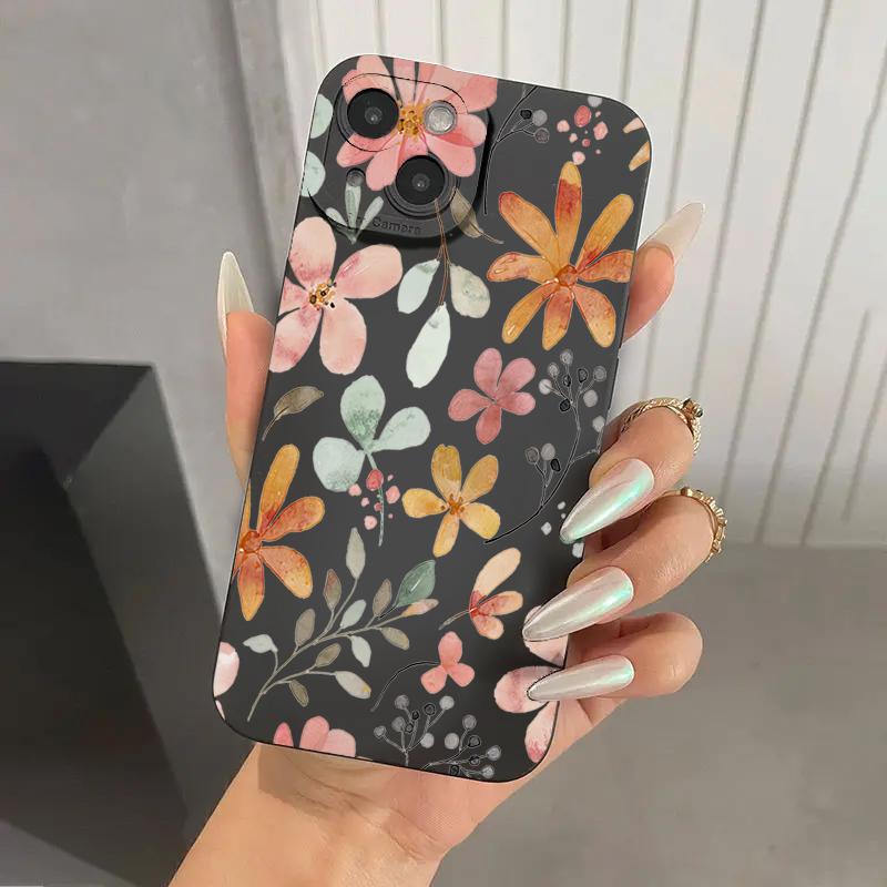 Stylish Cute Spring Flower Phone Case For iPhone 17 16 15 14 13 12 11 Pro Max 16E 7 8 Pus XR XS X Shockproof Silicone Soft Cover