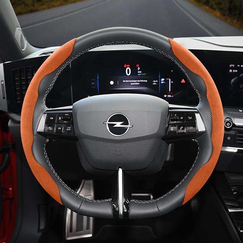 Suitable for Opel Anti-Slip Buckle Segmented Suede Steering Wheel Cover Suitable for Astra H Gtc J Insignia Corsa D E Mokka Vectra C K Zafira B 
