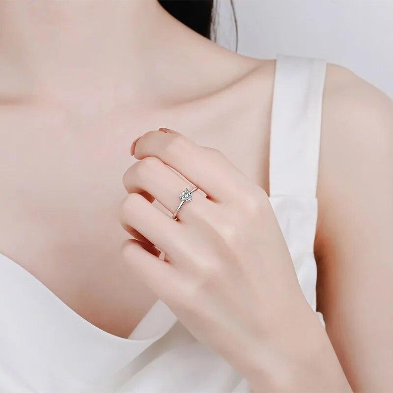Bague en or blanc 0,5 ct et 5 mm en moissanite taille cœur pour femme, argent massif S925, diamants de laboratoire, alliance de luxe, bijoux GRA