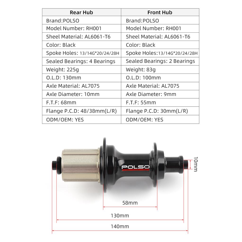 POLSO Road Bike Hub 16H 18H 20H Front and 20H 21H 24H Rear Road Bicycle Hubs 8 9 10 11 Speed Quick Release Bike Parts