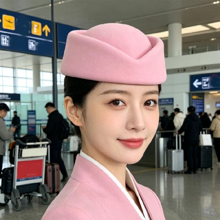 Classical French Flight Attendant Hat Polyester Stewardess Costume Accessoris Women Winter Fashion Headwear
