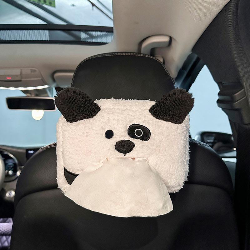 Cute Car Cartoon Plush Tissue Box Cover for Armrest or Seat Back