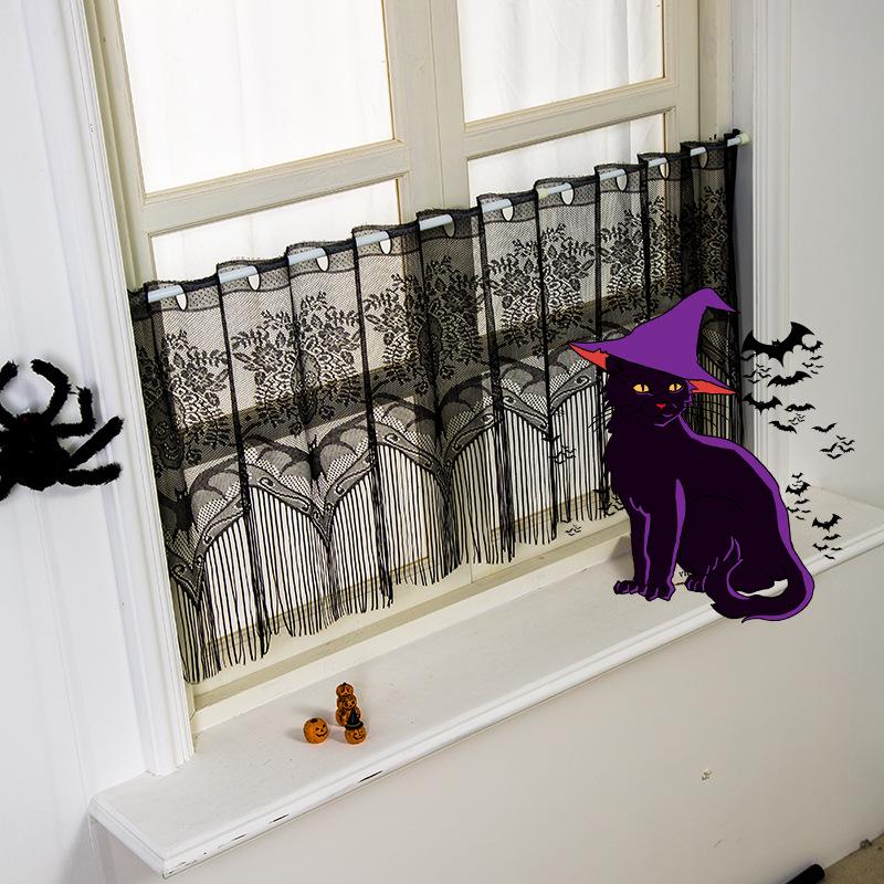 Decoración de Fiesta de Encaje para Halloween: Pantalla de Lámpara de Cortina de Murciélago y Calavera