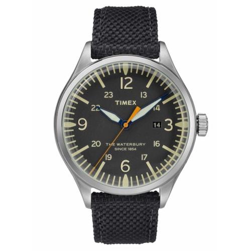 

Мужские часы Timex Waterbury с черным циферблатом и холщовым ремешком TW2R38500, Черный, Ремешок