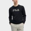 FILA Letter Logo Print Crew Neck Sweatshirt Men Tops Black F11M342211FBK