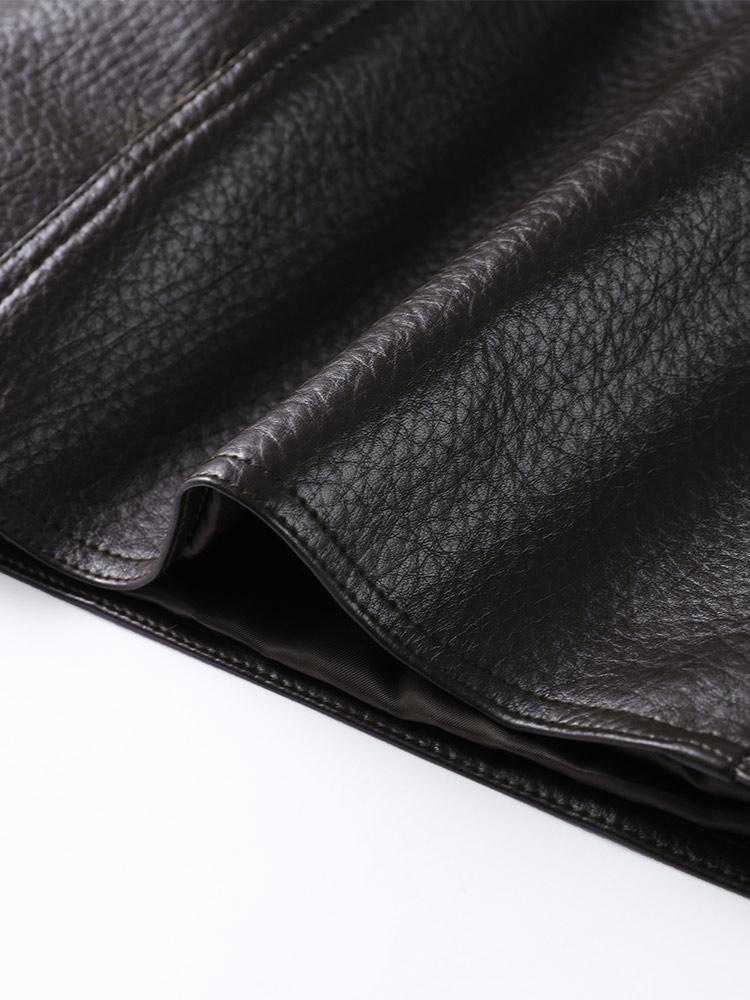 Ladies' Waist Cinched Lapel Leather Jacket Women's Brown Zipper Leather Jacket Windproof Jacket Fashion Style Autumn and Winter