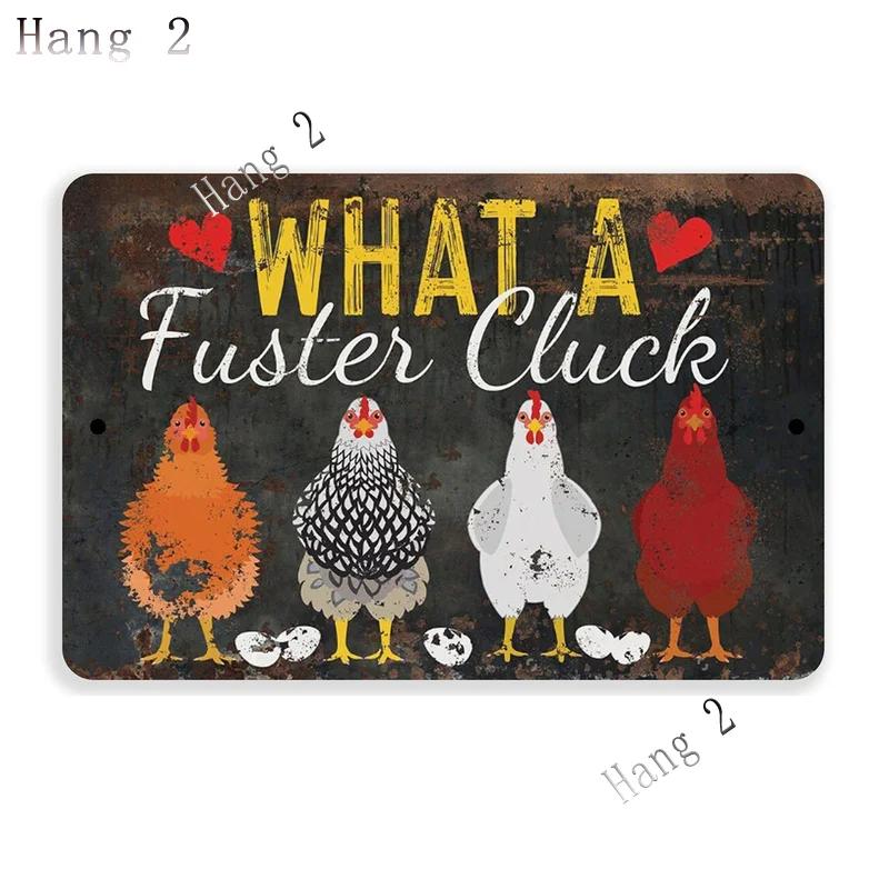 Funny Chicken Coop Sign Slow Chickens At Play Caution Vintage Chicken Warning Tin Signs for Farmhouse Gate Fence Wall 8x12 Inch