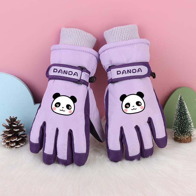 Children's Winter Ski Gloves: Thick, Cold-Proof, Waterproof, Windproof, Non-Slip, Warm Cotton for Ages 3-17.