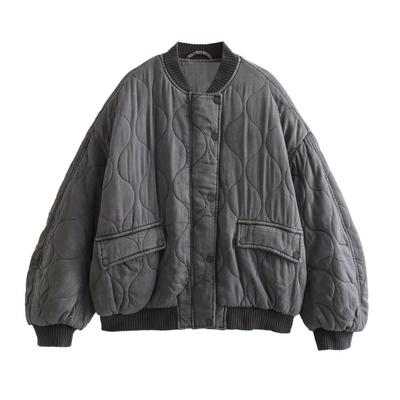 Winter Women's Fashion Cotton Clothes Loose Bomber Jacket Retro Long Sleeve Woman's Jacket with Pockets