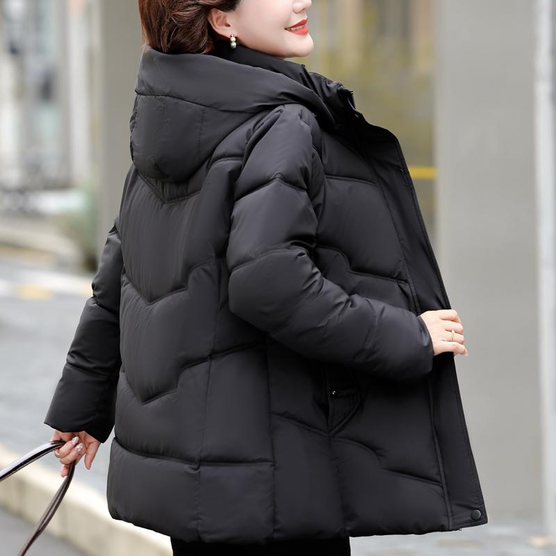 Dámské zimní kabáty středního věku s kapucí Elegantní Hřejivé Nadměrné parky Dámské bundy