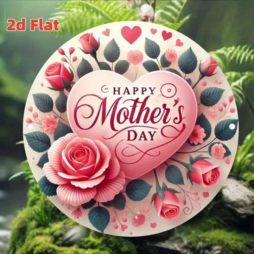 Vintage Metal Round Floral Wall Art Sign for Home Decor Birthday Gift
