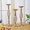 Cross-border dining table candlestick ornaments golden iron vase twist candlestick wedding flowerware wedding props