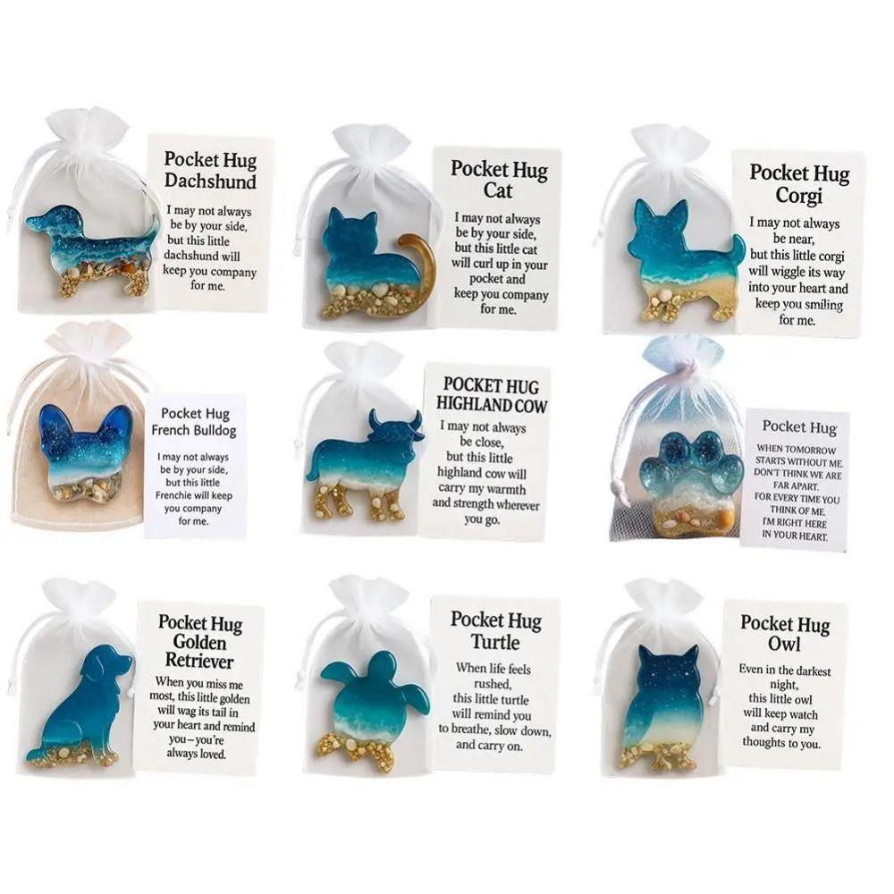 Positive Card Pocket Hug Gifts Miniature Figurine Inspirational Card  for Thoughtful Gift
