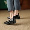 Fashion Spring/Autumn Women Shoes Square Toe Chunky Heel Shoes Patent Leather Mary Janes Low Heel Solid Pumps Women Concise Black Shoes