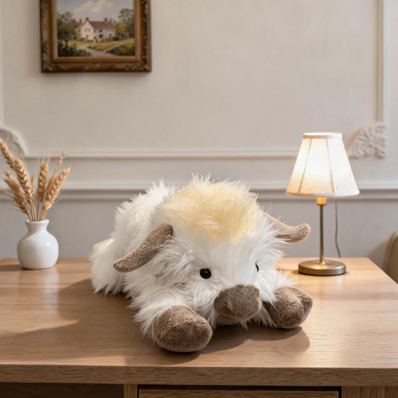 30/50cm Schotse Hooglander Koe Pop Pluche Speelgoed Zittend Liggend Wit Zwart Bruin Wild Pluizig Dier Pluche Knuffel Metgezel Cadeau 30cm