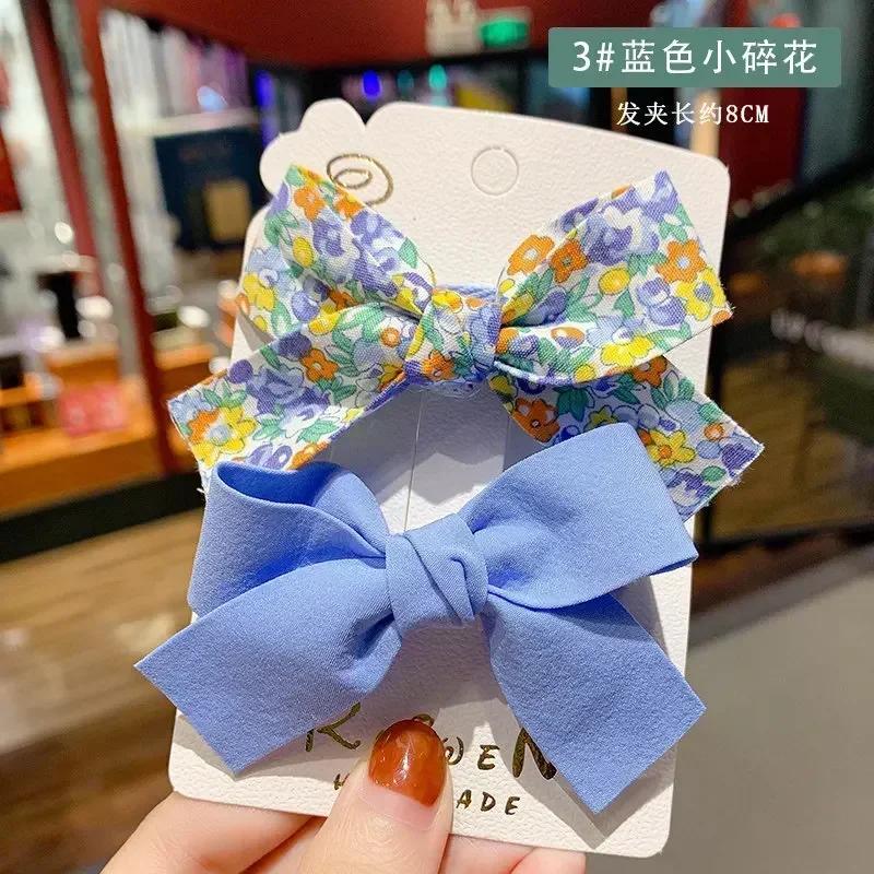 Korean Version of Simple and Fresh Floral Bow Hair Clip for Cute Girls Paired with Princess and Baby Side Clip Accessories