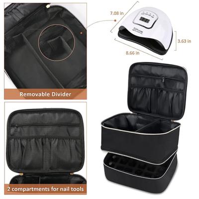 Nail Polish Carrying Organizer Bag Large Capacity Two Layers Design Zipper Closure Nail