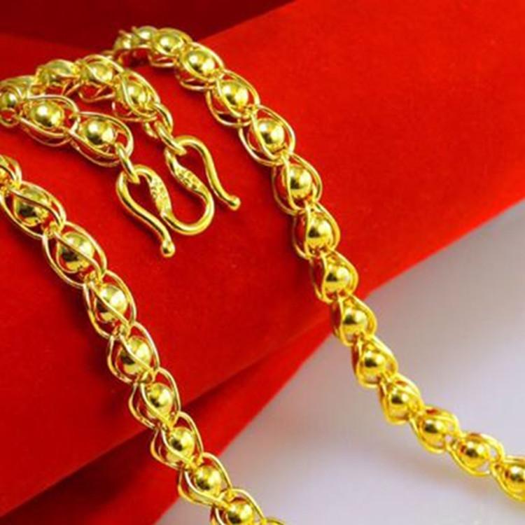 Gold Dubai Brass Fine Jewelry Men s Faucet Gold Plated Vacuum Plating Bead Necklace necklace