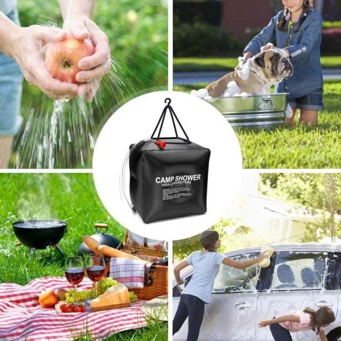Sac de Douche Solaire - 40L - Portable - Pliable - Tête de douche avancée