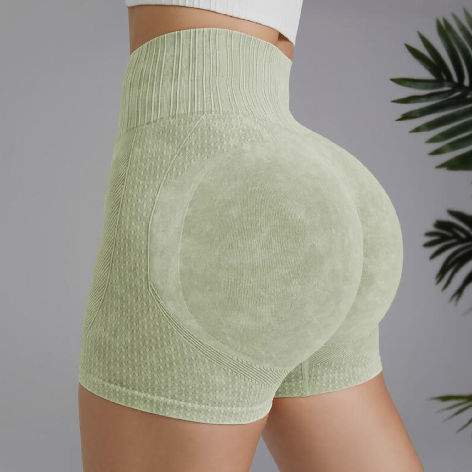 

Женские обтягивающие шорты с высокой талией, сексуальные, персиковые, быстросохнущие, дышащие, для занятий йогой, бегом, спортом и фитнесом L мятный зеленый