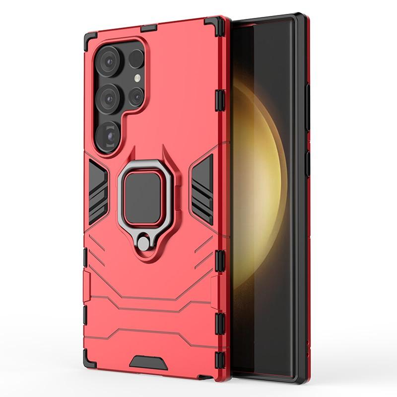 

For Samsung Galaxy S24 Ultra Case Phone Cover with Ring Holder Kickstand Red