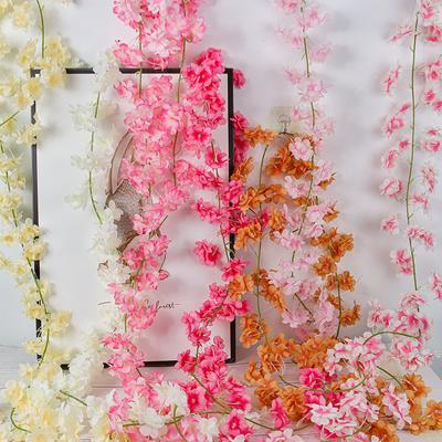 186cm Artificial Cherry Flowers  Blossom Garland Hanging Vine Silk Sakura Garland for Wedding Garden Arch Wall Home Party Decor