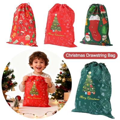 New Snowman Christmas Drawstring Bag Large Capacity Reusable Bronzing Christmas Bag Elk Xmas Present Sack Xmas Gifts
