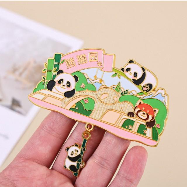 Chengdu Series Metal Panda Garden Fridge Magnet - Jinli, Du Fu Cottage, Qingcheng Mountain, Kuanzhai Alley Attractions