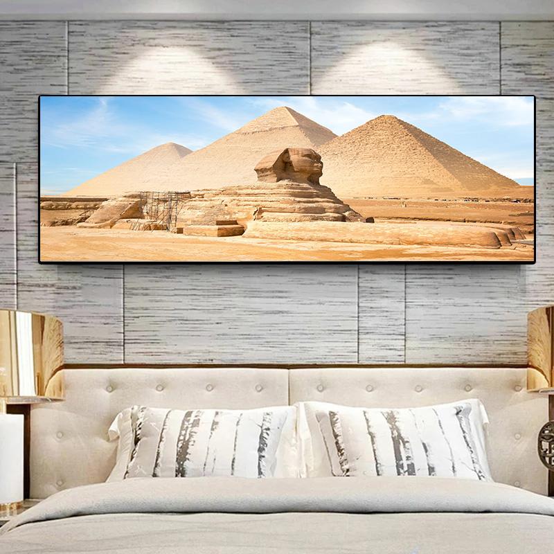 Piramida Egiptului și sfinxul pictură modulară pe pânză Postere și imprimeuri de peisaj Fotografii de artă de perete pentru camera de zi Decor fără cadru
