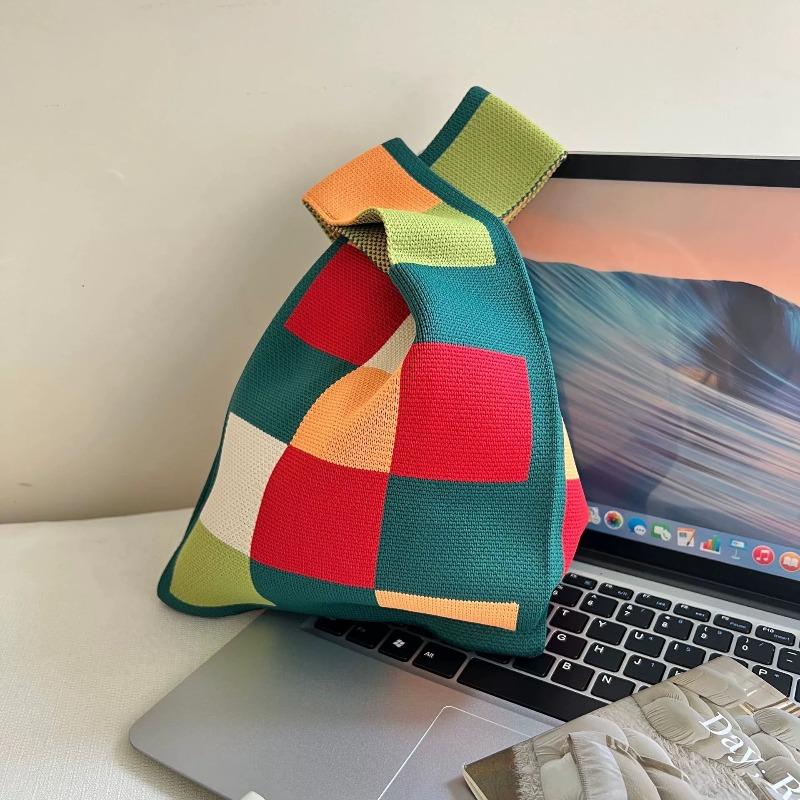 Square Rhombus Rhombus Stripe Geometric Knitted Gift Bag Handbag Handbag Handbag Tote Bag