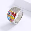 Silver Exquisite Color Epoxy Enamel Irregular Pattern Ring Ladies Birthday Party Fashion Jewelry Gift
