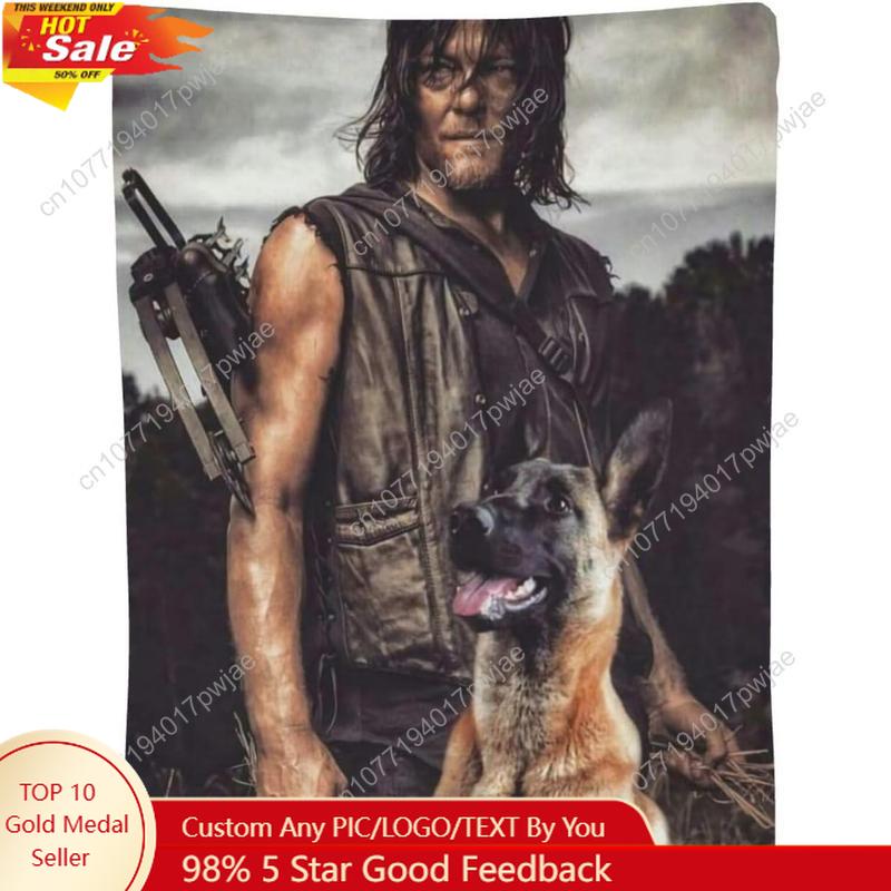 Norman Reedus Blanket Bedding Fleece Blanket Daryl Dixon Soft Throw Blankets Lightweight Anti-Static Blanket Custom blankets 75X95CM