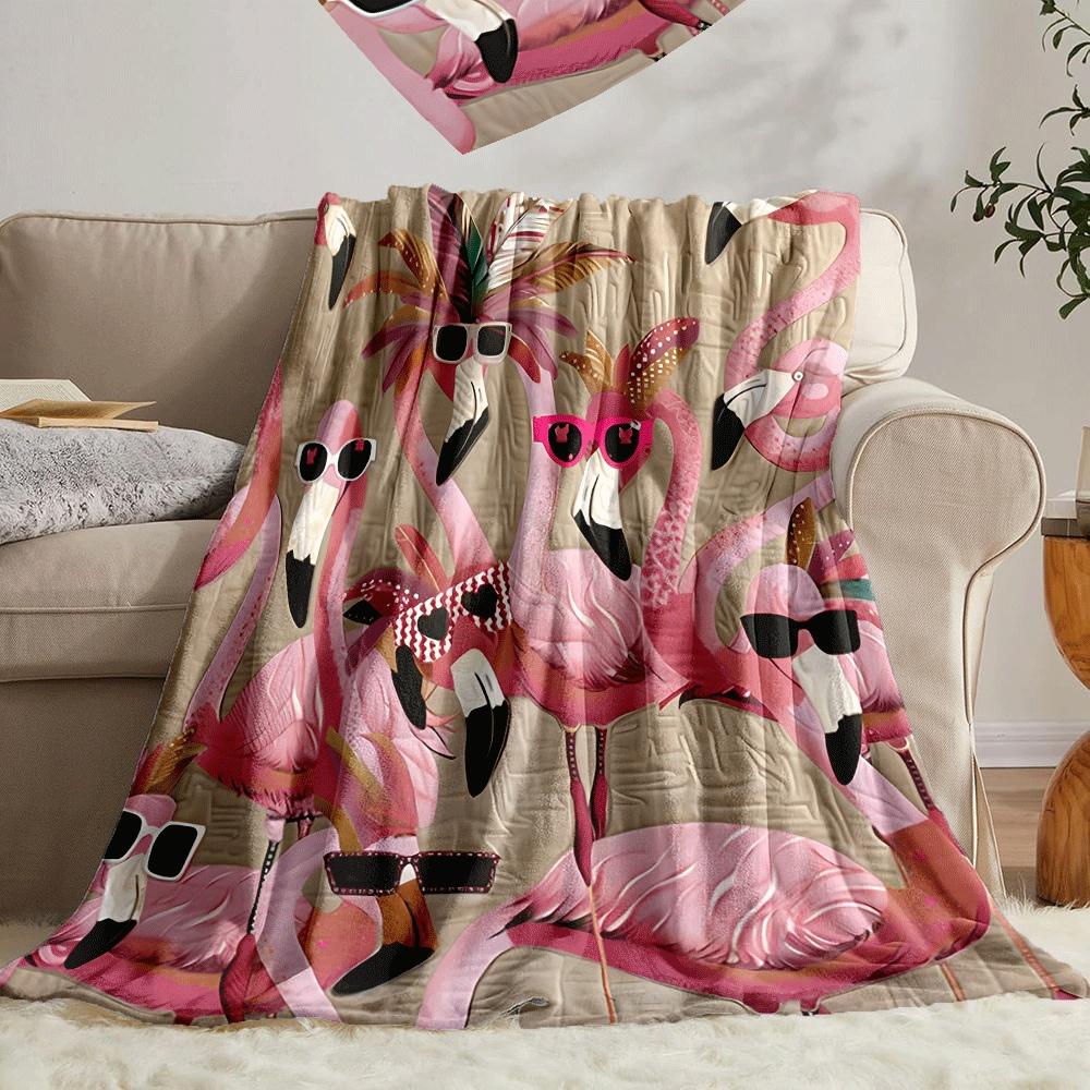 Fashion flamingo pattern Blanket for Sofa Bed Travel Camping Living Room Office Conditioning Blanket for All Seasons Gifts