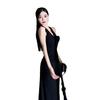 Elegant Red Halter Neck Backless Waist-Cinched Summer Dress for Women