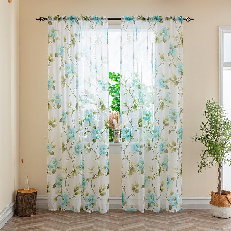 1Pcs Vines Leaves Tulle Door Window Curtain Lightweight Drape Panel Sheer Scarf Valances Multicolor Available Bedroom Decor