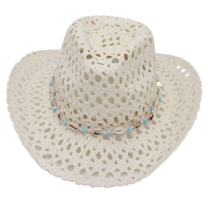 Ethnic Style Hollow Straw Hat Small Fresh Hand-Woven Elegant Idyllic Hawaiian Vacation Seaside Breathable