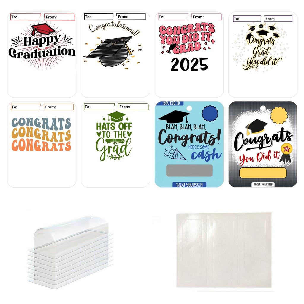 8 Packs Of Graduation Season Cash Card Clips, Checks, Fun Lipstick Clips, Gift Card Clips, Unique Plastic Dome Covers, And Double-sided Adhesive.