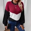 Women's Autumn and Winter Knitwear Contrasting European and American Twist Pullover Sweater